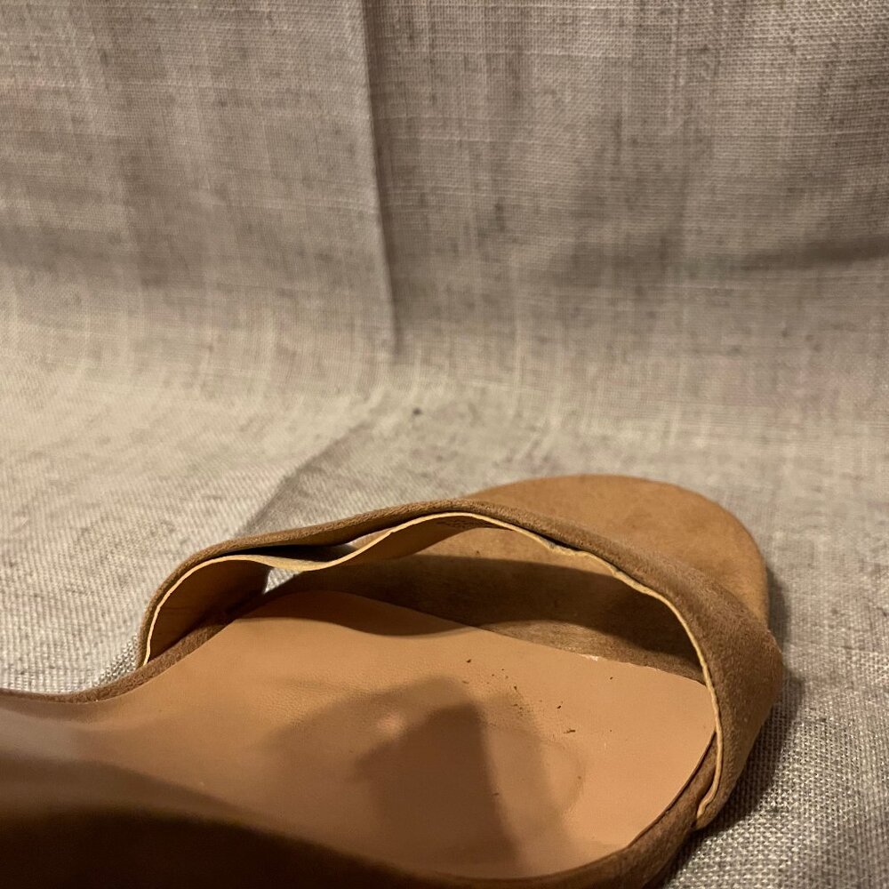 Womens A New Day Taupe Suede Open Toe Heels - Picture 4 of 6